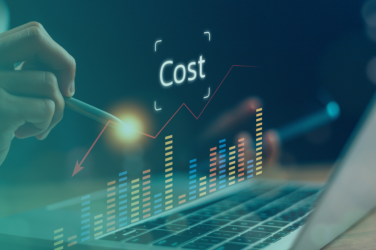 “Financial data visualisation on a laptop screen illustrating rising and falling trends related to Cost Management and Recovery.”