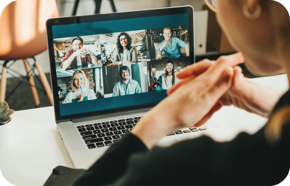 Team presenting during a professional webinar session.