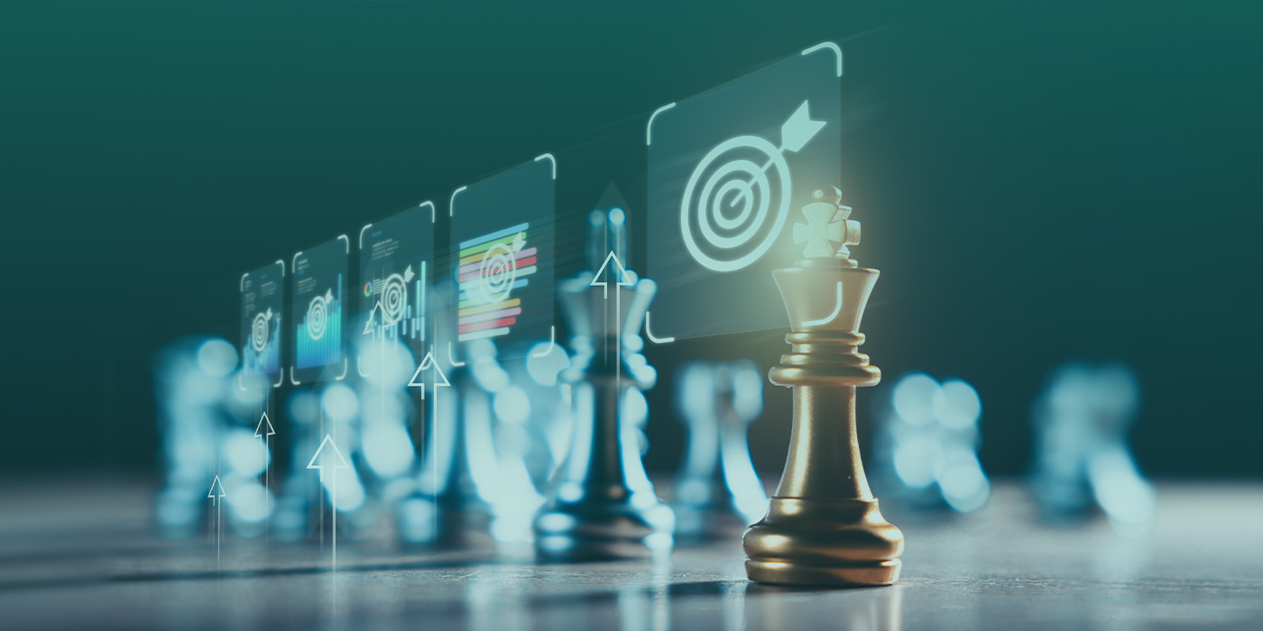 Strategic chessboard with digital targets symbolising planning for EPC compliance 2027.