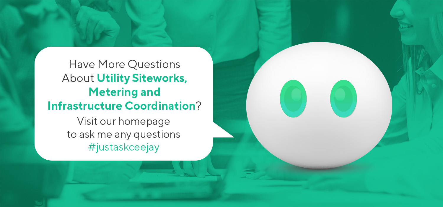 Graphic promoting Inteb’s expertise in utility infrastructure siteworks, metering, and infrastructure coordination services.